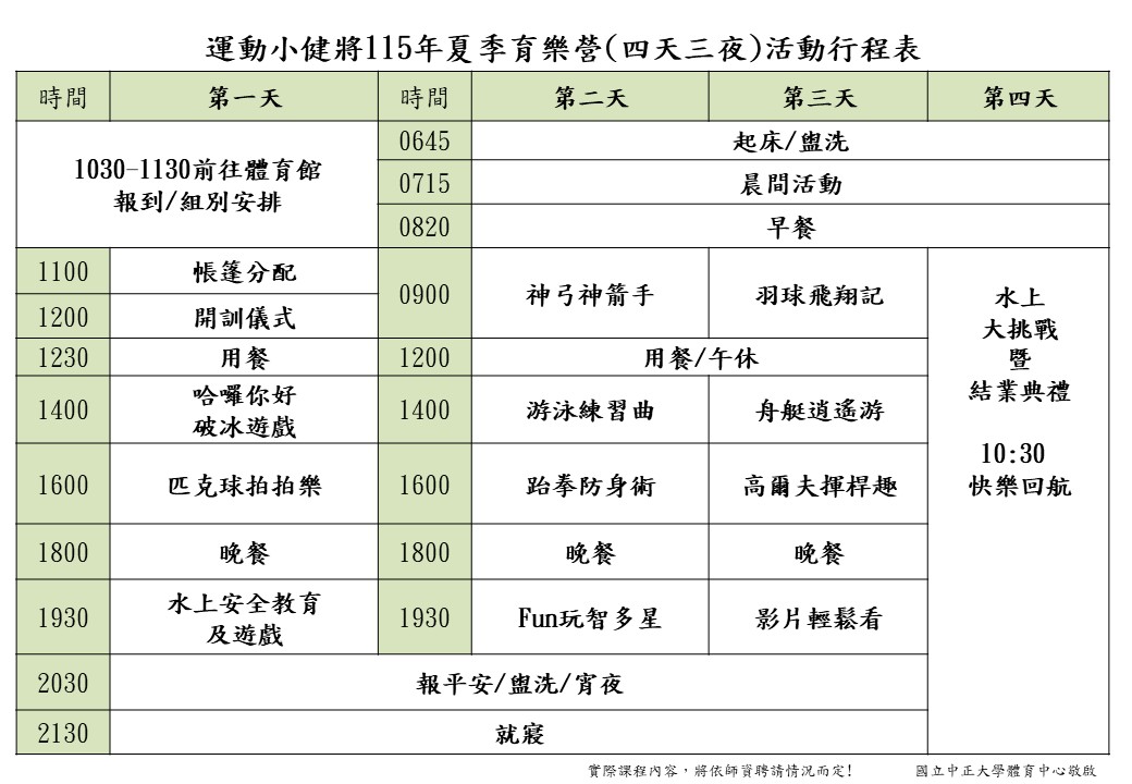 115夏(四天行程)